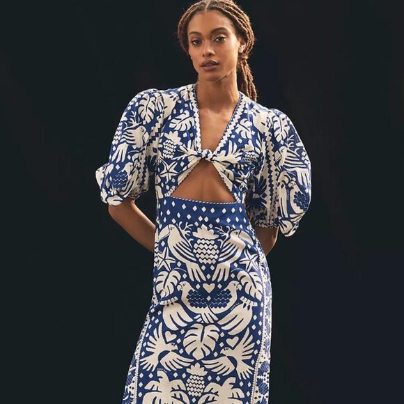 FARM RIO- Jungle Scarf Midi Dress (XS) - Picture 6 of 14